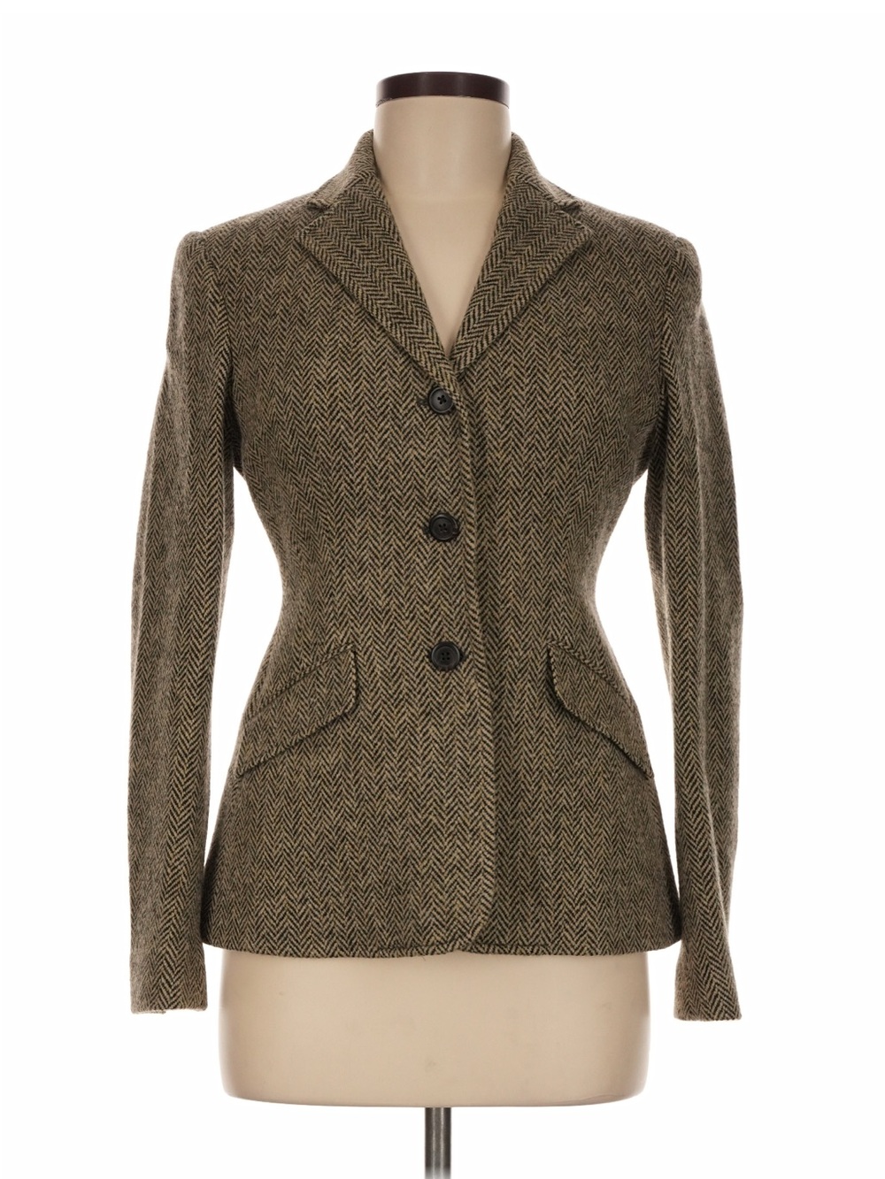 Ralph Lauren Blue Label Brown Tweed Herringbone Tailored Blazer made in Italy